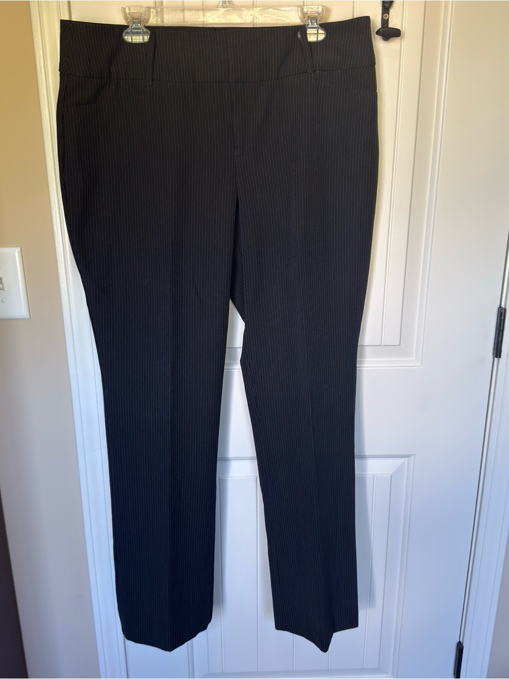 Apt. 9 Black Pinstripe Straight-Leg Trousers
